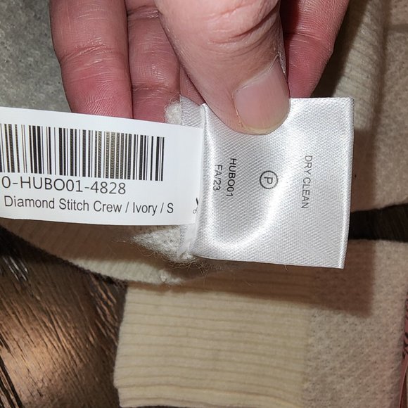 Quince Baby Alpaca-Wool Diamond Stitch Crew NWT White Small - Picture 7 of 8